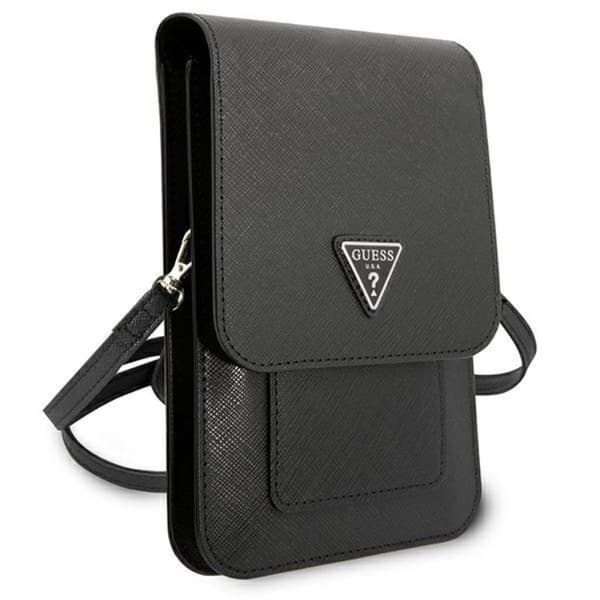 Guess Halsbandsfodral Saffiano Triangle - Svart