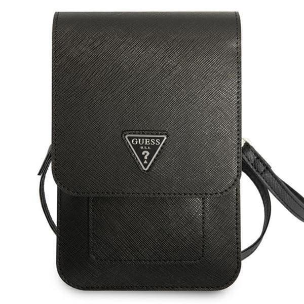 Guess Halsbandsfodral Saffiano Triangle - Svart