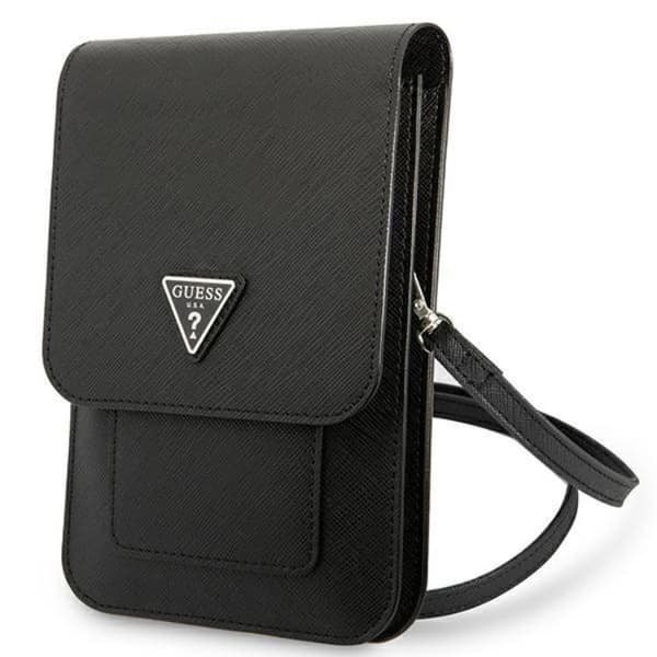 Guess Halsbandsfodral Saffiano Triangle - Svart