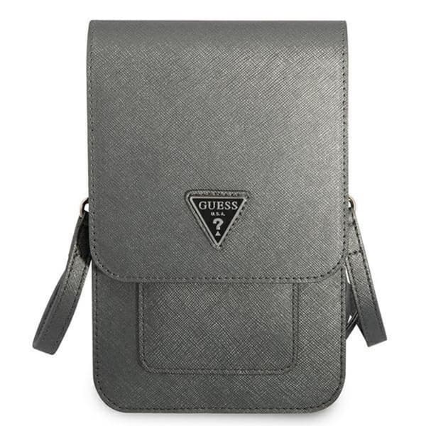 Guess Halsbandsfodral Saffiano Triangle - Grå