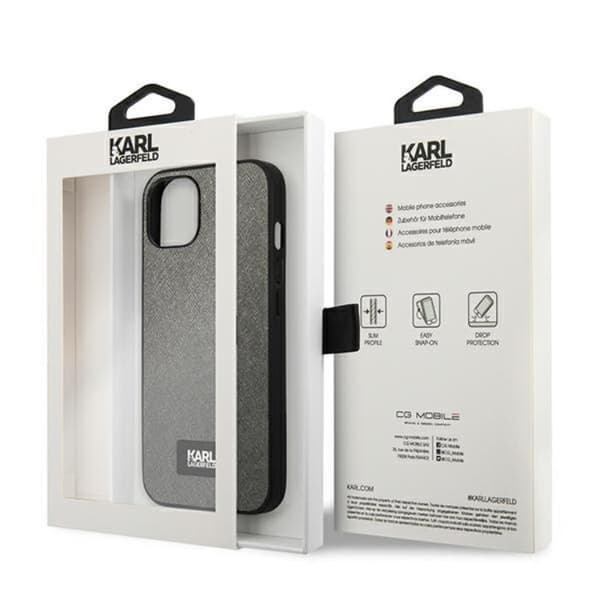 Karl Lagerfeld iPhone 13 mini Skal Saffiano Plaque - Silver