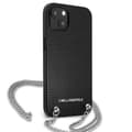 Miniatyrbild 4 av 8: Karl Lagerfeld iPhone 13 mini Halsbandskal Läder Textured and Chain - Svart
