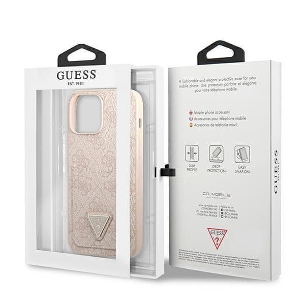 Guess iPhone 13 Pro Skal Korthållare Triangle Logo - Rosa