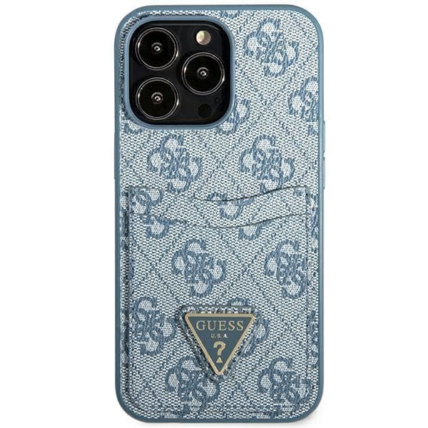 Guess iPhone 13 Pro Skal Korthållare Triangle Logo - Blå