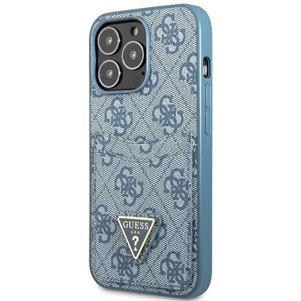 Guess iPhone 13 Pro Skal Korthållare Triangle Logo - Blå