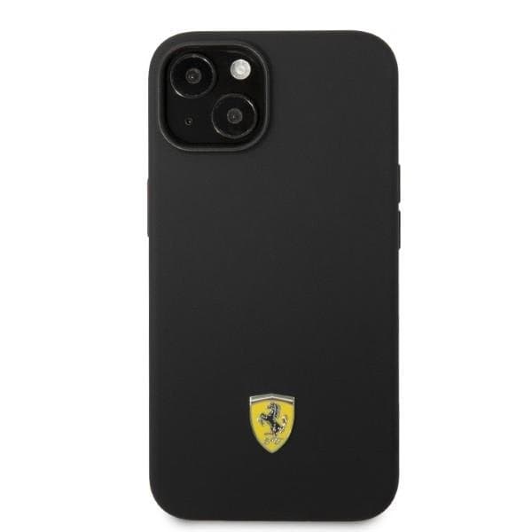 Ferrari iPhone 14 Plus Skal Magsafe Silicone Metal Logo - Svart