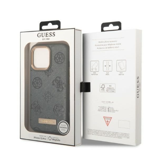 Guess iPhone 13 Pro Max Skal MagSafe Peony Logo Plate Collection