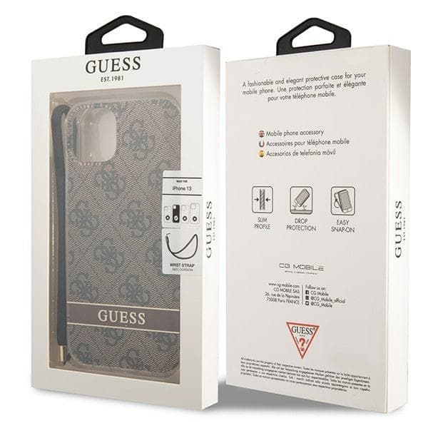 GUESS iPhone 14 Skal Print Strap - Brun
