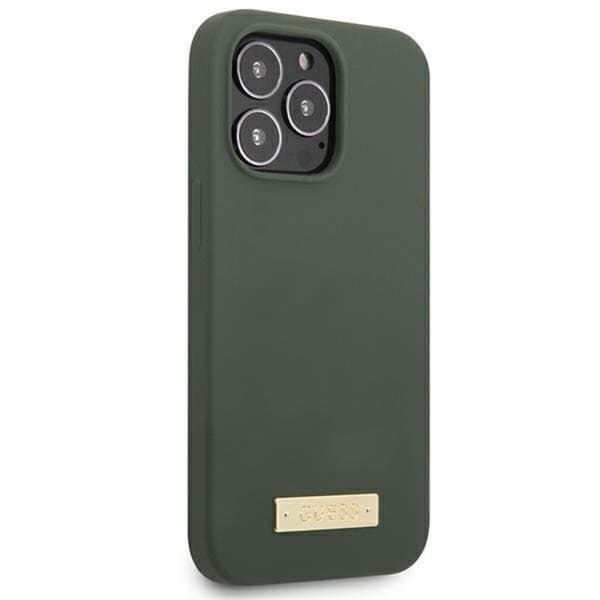 Guess iPhone 13 Pro Max Skal MagSafe Silicone Logo Plate - Grön