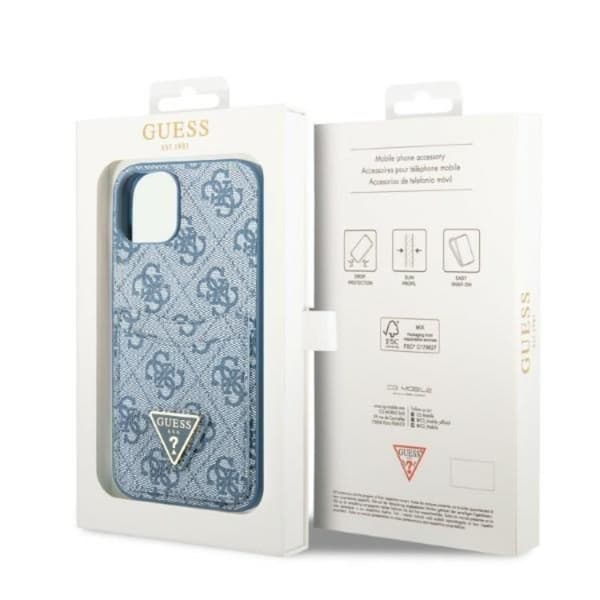 Guess iPhone 13 mini Skal Korthållare Triangle Logo - Blå