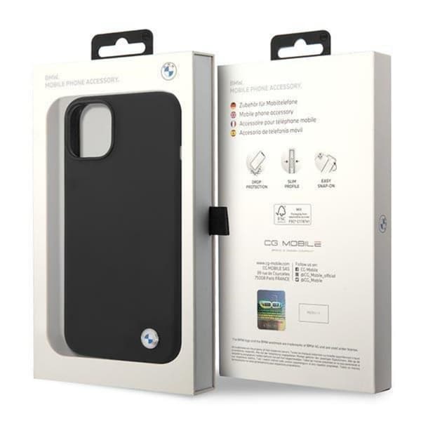 BMW iPhone 14 Plus Skal Silicone Metal Logo - Svart