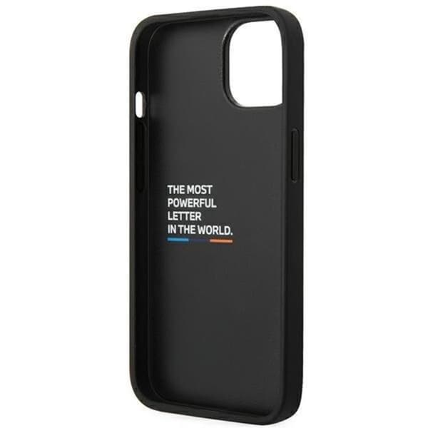 BMW iPhone 14 Plus Skal Läder Stamp Tricolor - Svart