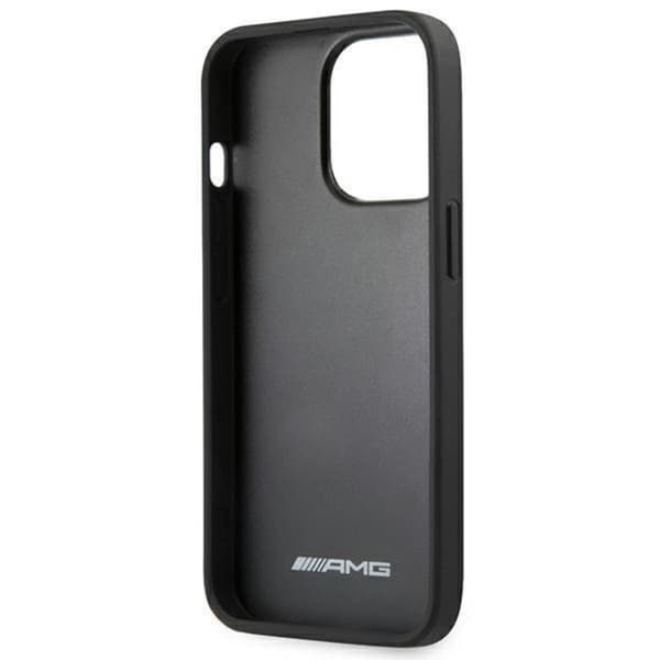 AMG iPhone 14 Pro Max Skal Läder Debossed Lines - Svart