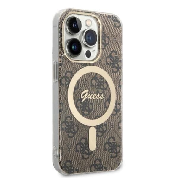 GUESS iPhone 14 Pro Max Magsafe Skal Print + Trådlös Laddare - Brun