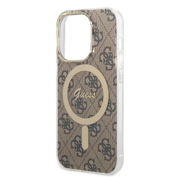 GUESS iPhone 14 Pro Max Magsafe Skal Print + Trådlös Laddare - Brun