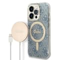 Miniatyrbild 1 av 9: GUESS iPhone 14 Pro Max Magsafe Skal Print + Trådlös Laddare - Blå
