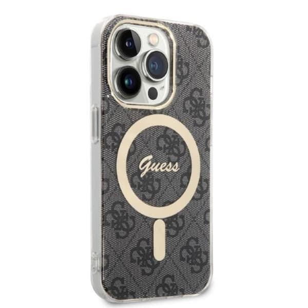 GUESS iPhone 14 Pro Magsafe Skal Print + Trådlös Laddare - Svart
