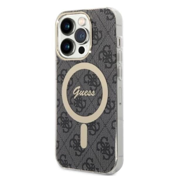 GUESS iPhone 14 Pro Magsafe Skal Print + Trådlös Laddare - Svart