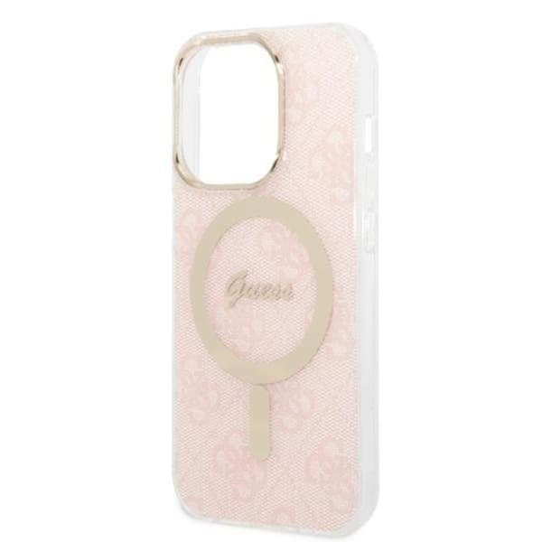 GUESS iPhone 14 Pro Magsafe Skal Print + Trådlös Laddare - Rosa