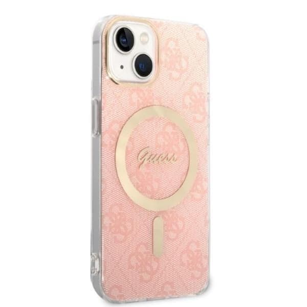 GUESS iPhone 14 Magsafe Skal Print + Trådlös Laddare - Rosa