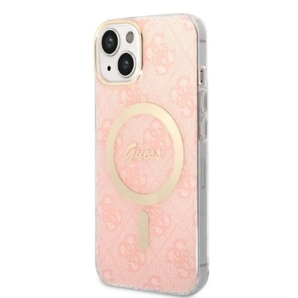 GUESS iPhone 14 Magsafe Skal Print + Trådlös Laddare - Rosa