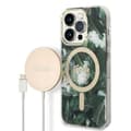 Miniatyrbild 1 av 10: GUESS iPhone 14 Pro Magsafe Skal Jungle + Trådlös Laddare - Grön