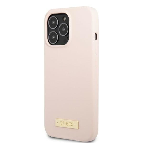 Guess iPhone 13 Pro Max Skal MagSafe Silicone Logo Plate - Rosa