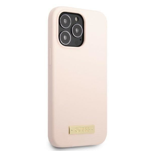 Guess iPhone 13 Pro Max Skal MagSafe Silicone Logo Plate - Rosa