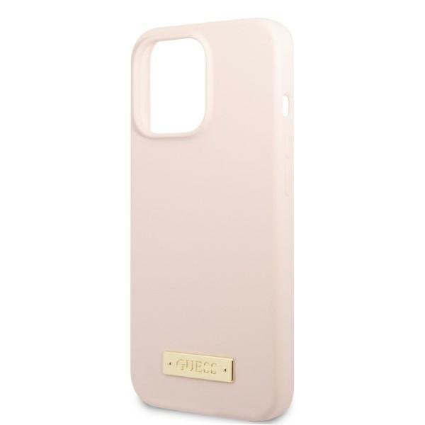 Guess iPhone 13 Pro Max Skal MagSafe Silicone Logo Plate - Rosa