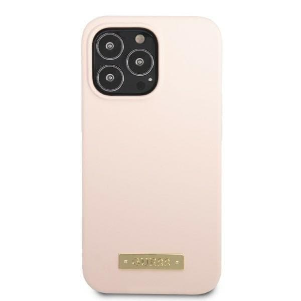 Guess iPhone 13 Pro Max Skal MagSafe Silicone Logo Plate - Rosa