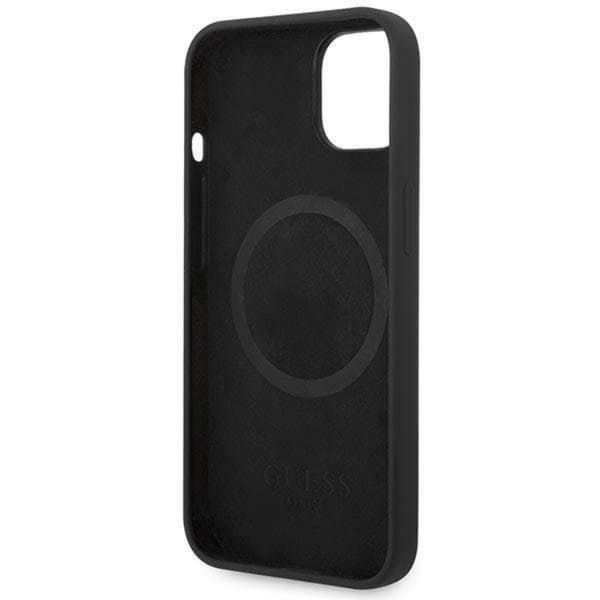 GUESS iPhone 14 Plus Skal MagSafe Silicone Logo Plate - Svart