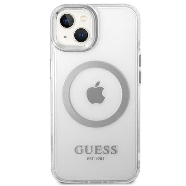 GUESS iPhone 14 Skal Magsafe Metal Outline - Silver