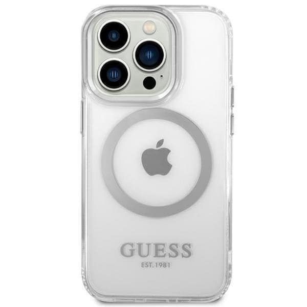 GUESS iPhone 14 Pro Skal Magsafe Metal Outline - Silver