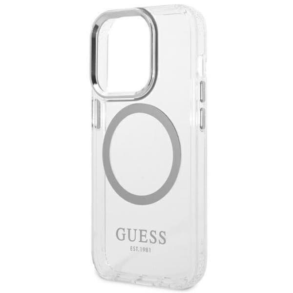 GUESS iPhone 14 Pro Skal Magsafe Metal Outline - Silver