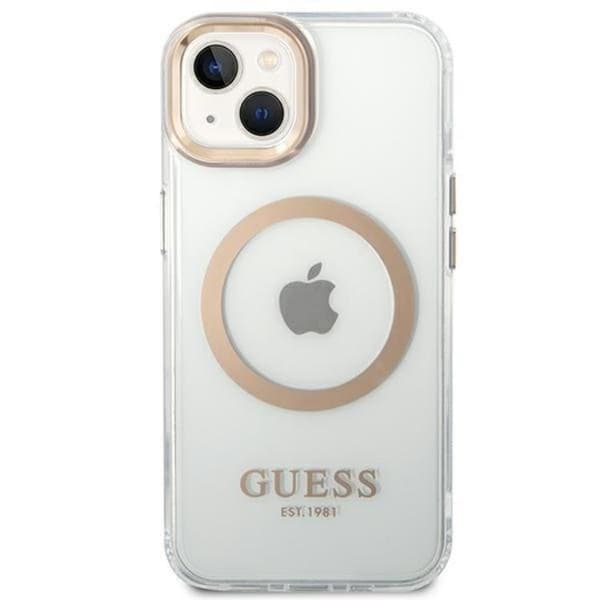 GUESS iPhone 14 Plus Skal Magsafe Metal Outline - Guld