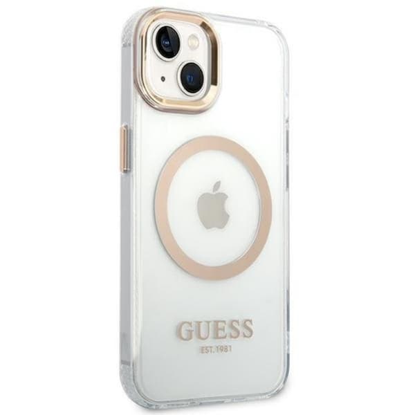 GUESS iPhone 14 Plus Skal Magsafe Metal Outline - Guld