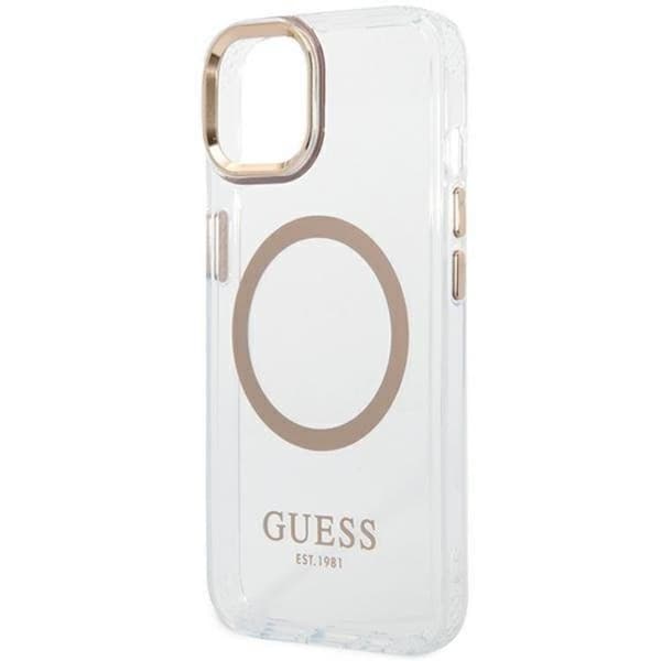 GUESS iPhone 14 Plus Skal Magsafe Metal Outline - Guld