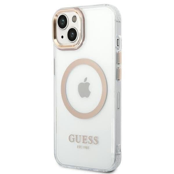 GUESS iPhone 14 Plus Skal Magsafe Metal Outline - Guld