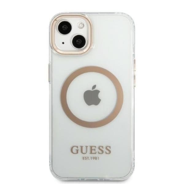 Guess iPhone 13 Skal Magsafe Metal Outline - Guld