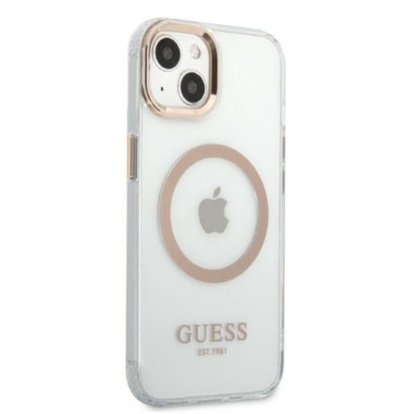 Guess iPhone 13 Skal Magsafe Metal Outline - Guld