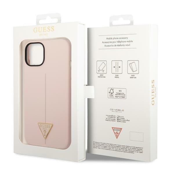 GUESS iPhone 14 Skal Silicone Triangle - Rosa