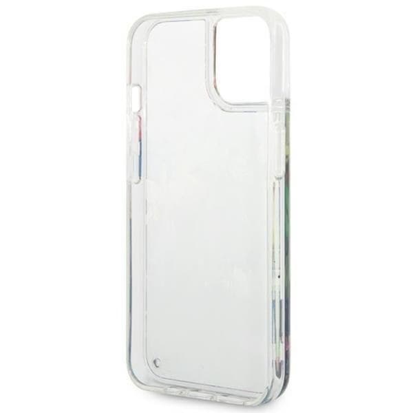 GUESS iPhone 14 Plus Skal Flower Liquid Glitter - Blå