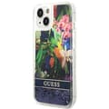 Miniatyrbild 2 av 8: GUESS iPhone 14 Plus Skal Flower Liquid Glitter - Blå