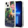 Miniatyrbild 1 av 8: GUESS iPhone 14 Plus Skal Flower Liquid Glitter - Blå