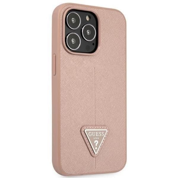 GUESS iPhone 14 Pro Max Skal Saffiano Triangle Logo - Rosa