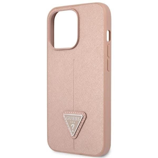 GUESS iPhone 14 Pro Max Skal Saffiano Triangle Logo - Rosa