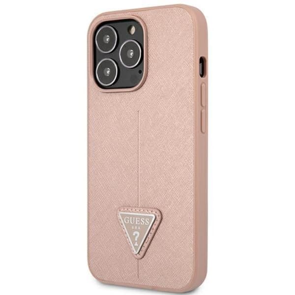 GUESS iPhone 14 Pro Max Skal Saffiano Triangle Logo - Rosa