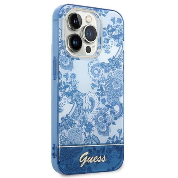 GUESS iPhone 14 Pro Skal Porcelain Collection - Blå
