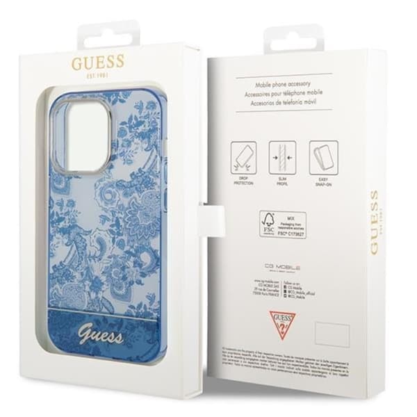 GUESS iPhone 14 Pro Skal Porcelain Collection - Blå