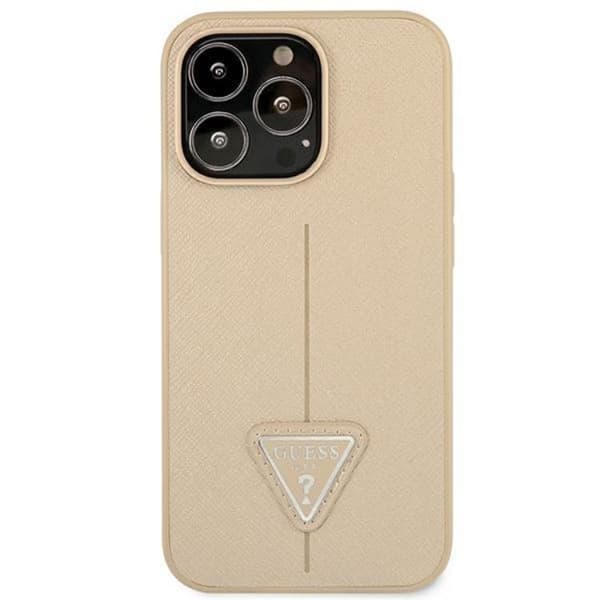 Guess iPhone 13 Pro Skal Saffiano Triangle Logo - Beige